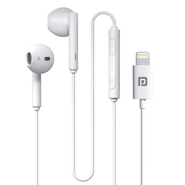 Portronics Conch Theta L 8 Pin Wired Earphone With In Line HD Mic, Powerful Audio, 14.2mm Driver, Unique Earbuds Design, in line Controls, Wide Compatibility(White)