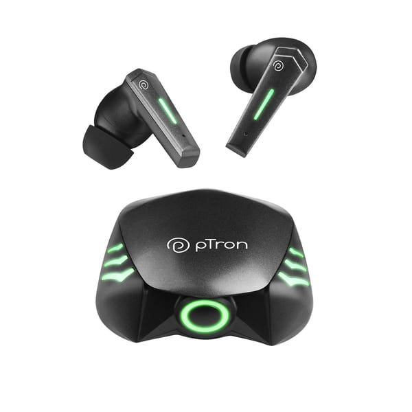 pTron Bassbuds B51 In-Ear TWS Earbuds w/ Built-in Mics, 40H Playtime, Immersive Sound, Bluetooth 5.1, Type-C Fast Charging, Voice Assist, Touch Controls & IPX4 (Black)