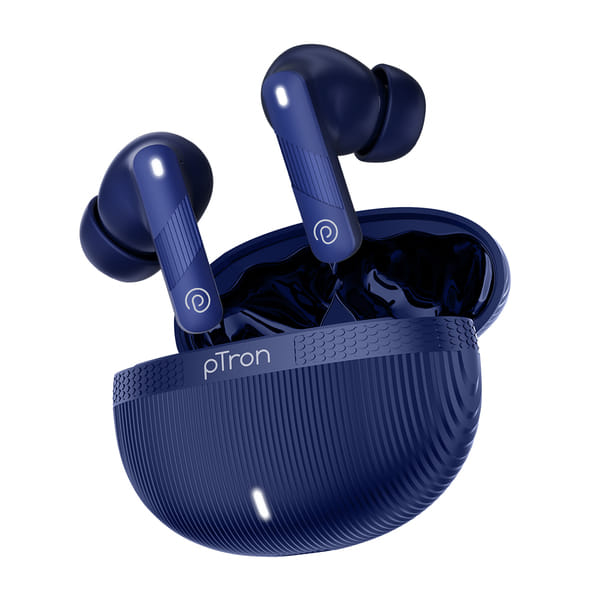 pTron Bassbuds Fury in-Ear TWS Earbuds with 13mm Drivers, 50Hrs Playtime, AI-ENC Clear Calls, Bluetooth V5.4 Wireless Headphones, Voice Assistant, Type C Charging & IPX5 (Blue)