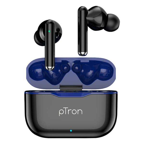 pTron Bassbuds Pixel In-Ear TWS Earbuds w/ Movie/Gaming Mode, 50ms Low Latency, 35Hrs Total Playback Time, Bluetooth 5.1 Earbuds with mic, Punchy Bass, Touch Control (Black)