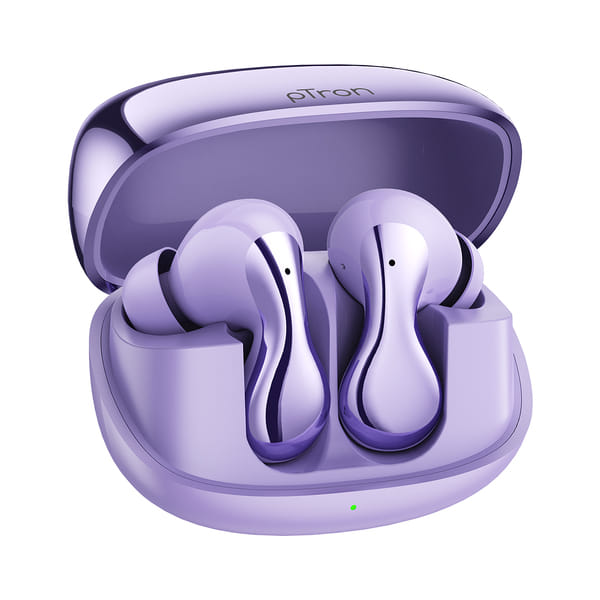 pTron Bassbuds Tango In-Ear TWS Earbuds w/ Custom EQ, 50hrs Playtime, Pristine Sound, Dual HD Mic & AI-ENC Calls, Mobile App, Wireless Bluetooth V6.0, Touch Controls, Type-C Charging, IPX5 (Lilac)