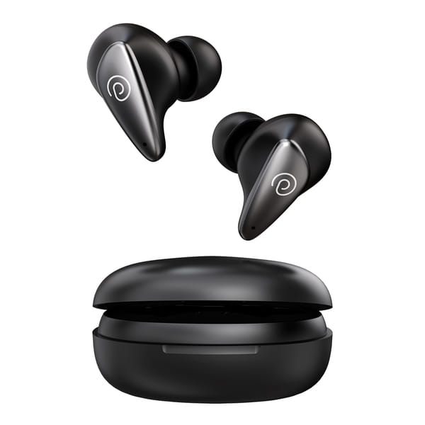 pTron Bassbuds Verse Clips Wireless Open Ear Earbuds w/ SafeBeats Tech, 50Hrs Playtime, Dual HD Mics, TruTalk AI-ENC, Custom EQ, Mobile App, Pristine Sound, BTv6.0 Earclips, Type C Charging (Jet Black)