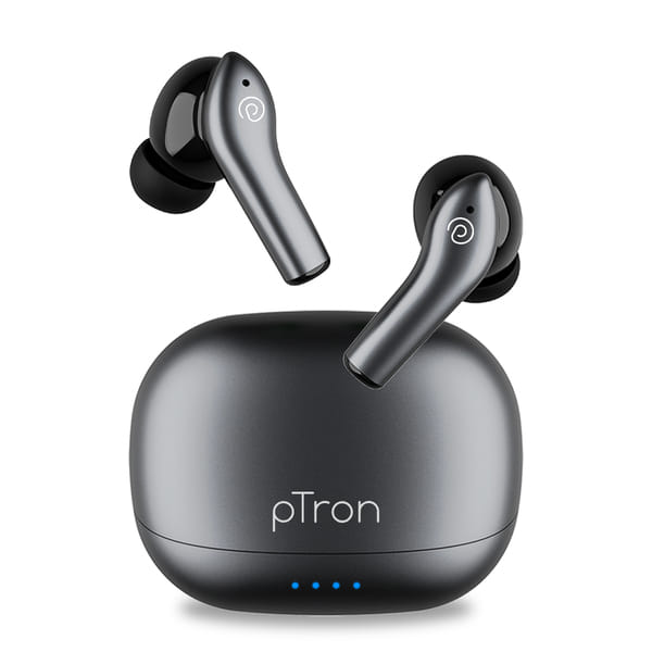 pTron Basspods Encore In Ear ENC TWS Earbuds w/Quad Mic & TruTalk, 50H Playtime, Immersive Sound, Bluetooth 5.3, Type C Fast Charging, Voice Assist, Touch Controls & IPX4