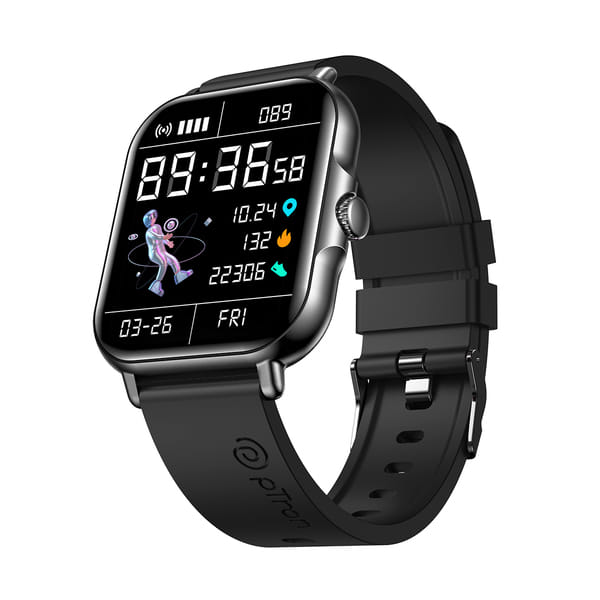 pTron Reflect Callz Smartwatch with Bluetooth Calling, 1.85″ Full Touch Display, 600 NITS, Digital Crown, 100+ Watch Faces, HR, SpO2, Sports Mode, 5 Days Battery Life & IP68 (Black)