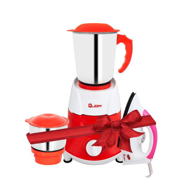 Quba MG 201 Mixer Grinder 550 & QUBA 1000 Watt Dry Iron with Advance Soleplate and Anti Bacterial German Coating Technology