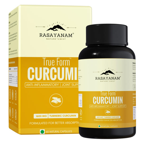 Rasayanam Curcumin 1600mg | Extra-Pure Nano Curcumin Capsules with 95% Curcuminoids | Turmeric & Piperine | Joint & inflammation Support Supplement for Men & Women – 60 Capsules (Pack of 1)