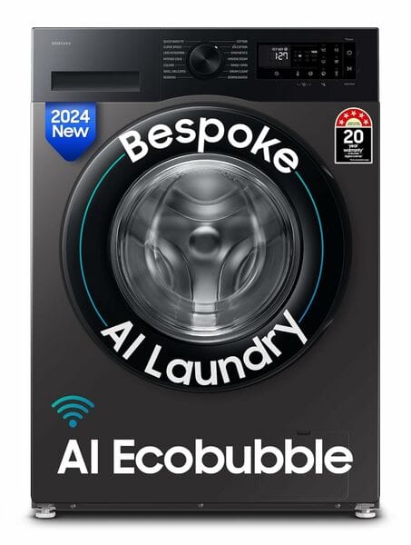 Samsung 12 Kg 5 Star AI EcoBubble Front Load Washing Machine WW12DG5B24ASTL | Hygiene Steam, Digital Inverter Motor, Wi-Fi Smart Control, Navy