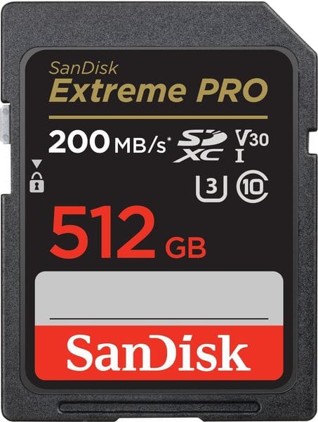 SanDisk Extreme Pro SD UHS I 512GB Card for 4K Video for DSLR and Mirrorless Cameras 200MB/s Read & 140MB/s Write, Lifetime Warranty