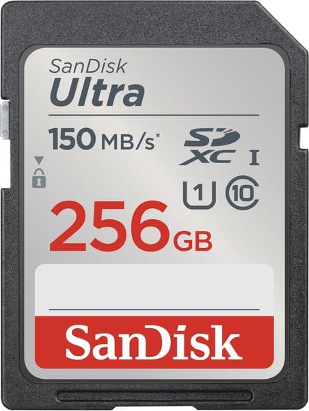 SanDisk Ultra UHS I 256GB SD Card 150MB/s for DSLR and Mirrorless Cameras, 10Y Warranty