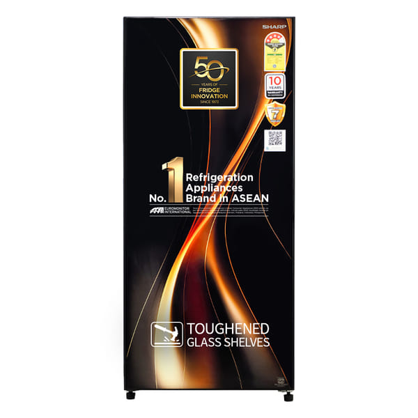 SHARP 190L 4 Star Single Door Refrigerator| Japan Quality 7 Shields Protection| Mirror Glass Finish Door| Amber Gold, Model Number: SJ-DW215N4-GKD