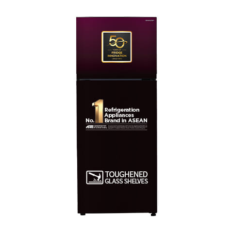 SHARP 285 L 2 Star 7 in 1 Convertible mode Frost Free Double Door Refrigerator | Japan 7 Shield Protection | Hi-Tech Inverter | ISI Certified Mirror Glass Finish Door | (Wave Maroon, Model Number: SJ-FF335V2-GMW)