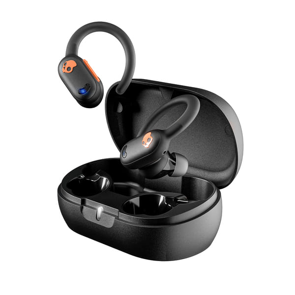 Skullcandy Push ANC Active in-Ear Wireless Earbuds, 58 Hr Battery, IP67 Waterproof, Wireless Charging, Microphone, Works with iPhone Android and Bluetooth Devices – True Black/Orange