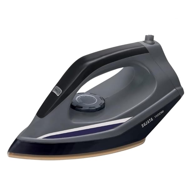 Sujata Airona Heavy Weight Dry Iron 1100W | Non-Stick Dual Coated Sole Plate | 2 Year Warranty (Graphite)