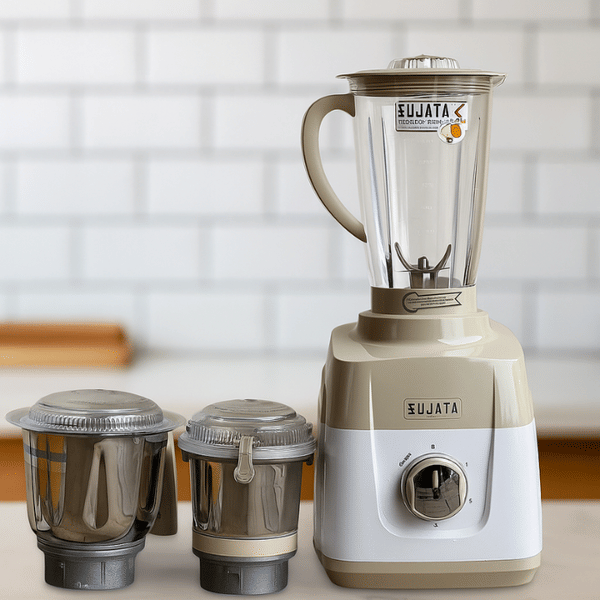 SUJATA MG01 1000W | 3 Stainless Steel Jars, 25,000 RPM | Beige & White | Powerful Grinding for Indian Kitchen