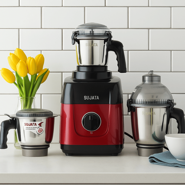 Sujata MG02 1000W Mixer Grinder with 3 Jars | Powerful Motor, Stylish Red & Black Design | Efficient Grinding for Kitchen