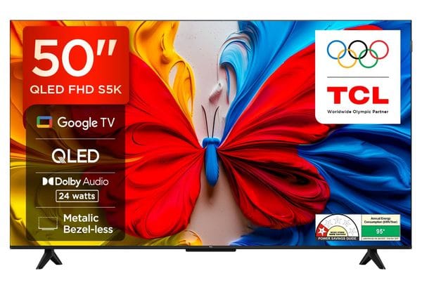 TCL 126 cm (50 inches) Metallic Bezel-Less FHD QLED TV 50S5K