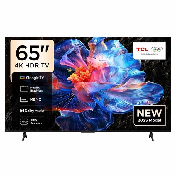 TCL 65-Inch LED 4K UHD Smart TV (65P6K, 2025 Model) | Google TV, 60Hz Refresh Rate, HDR10, AiPQ Processor, Dolby Audio, MEMC, HDMI 2.1, Bluetooth 5.2, WiFi 5, Bezel-less Design