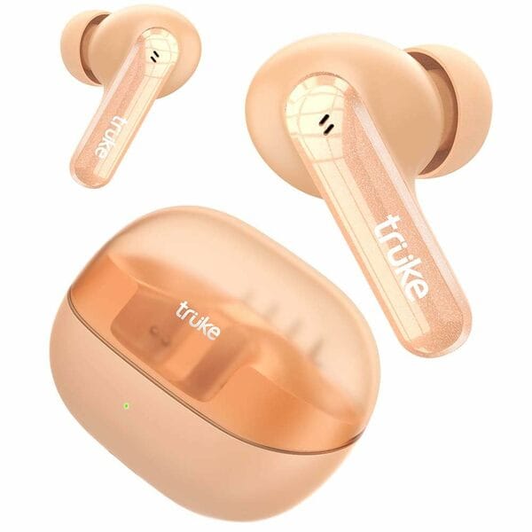 Truke Buds Echo 24-bit Spatial Audio, 13mm Titanium Driver, Dual Pairing Ear Buds, 40ms Latency, 70H Battery Fast Charge TWS, Quad-Mic ENC, BT 5.4Orange