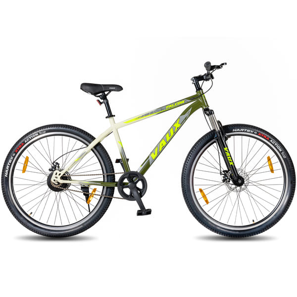 Vaux Falcon 29 inch Cycle for Men with Front Suspension, Disc Brake, 29T Single Speed MTB Cycle with 18″ Hi-Ten Steel Frame, Double Alloy Rims & 29×2.40 Nylon Tyres (Army-Green)