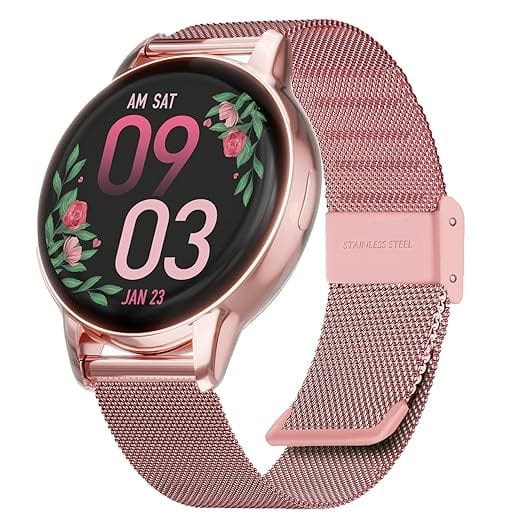 Vibez by Lifelong Emerald Rose Gold Smart Watch VBSW32 with Bluetooth Calling and Super HD Display | Rosel Gold Strap