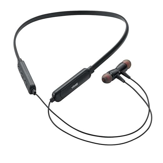 Vibez by Lifelong Wireless Neckband Earphones with Extra Bass|Bluetooth Earphones with 12 hrs Playtime, Bluetooth v5.1, IPX4 Water Resistant, 10 mm Dynamic Drivers | (VBNB01 Rodeo ,1 Year Warranty, Black)