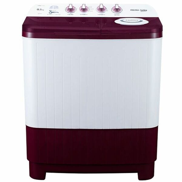 Voltas Beko 8.5 Kg 5 Star Semi-Automatic Washing Machine (WTT85DBRT, Burgundy) – 1300 RPM Spin, Double Cassette Filter, Soft-Closed Lid, IPX4 Control Panel, Rust-Proof Body