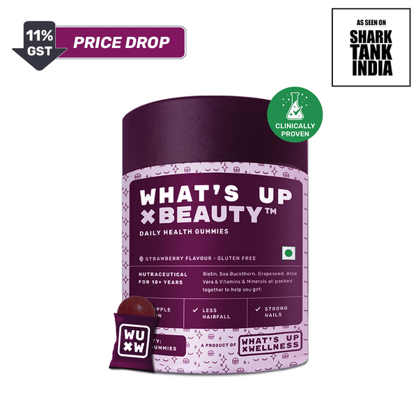 What’s Up Wellness Beauty Hair Gummies for Hair Growth, Glowing Skin & Nails | No Added Sugar | Vitamins A–E, Zinc | For Men & Women | Biotin Supplement – 30 Days Pack