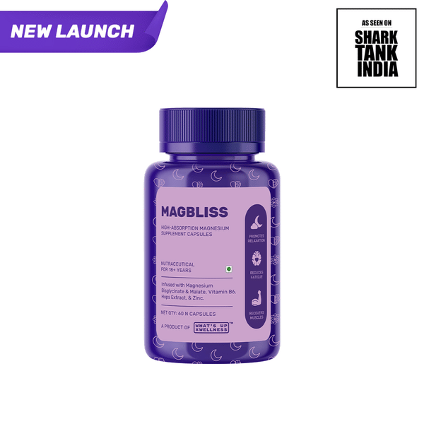 What’s Up Wellness MagBliss Magnesium Supplement | With Magnesium Malate, Bisglycinate, Zinc & B6 | Sleep, Stress & Recovery Support for Men & Women | High Absorption | 60 Capsules
