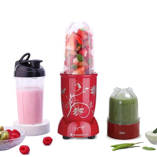 Wonderchef Nutri-blend 500W Juicer Mixer Grinder 2 Jar (Red)