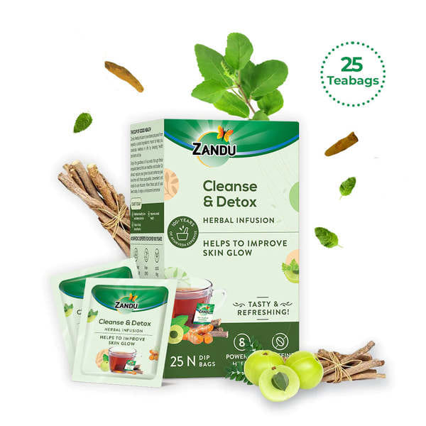 Zandu Cleanse & Detox Herbal Infusion Tea Bags for Natural Body Detoxification (25 Bags)