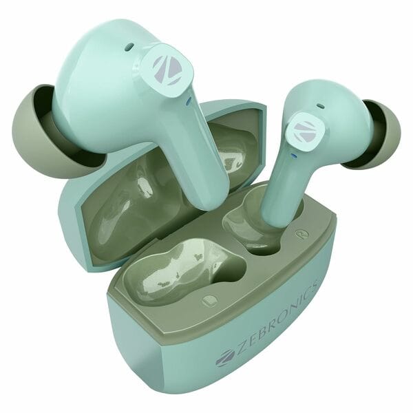 ZEBRONICS PODS 141 in Ear Wireless Earbuds, Upto 35 Hrs Backup, Dual EQ, Quad MIC ENC, 10mm Bass Drivers, Rapid Charging, Bluetooth, Dual Pairing, Flash Connect, Low Latency Gaming