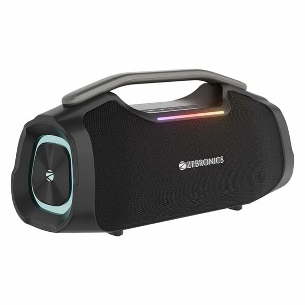 Zebronics (Sound Feast 450) 50W Bluetooth Speaker, Dual 5.7cm Drivers, 8.9cm Subwoofer, Upto 5Hrs Playback, Dual Passive Radiators, RGB Modes, 6.3mm Mic Input, TWS, BT v5.3, USB, AUX, Type-C (Sound Feast 450)