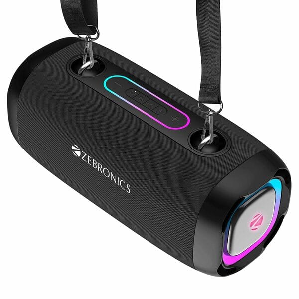 ZEBRONICS Sound Feast 85, Portable Bluetooth Speaker, 30 Watts, Upto 7 Hours Playback, Dual Passive Radiator, BTv5.3 | (Black)