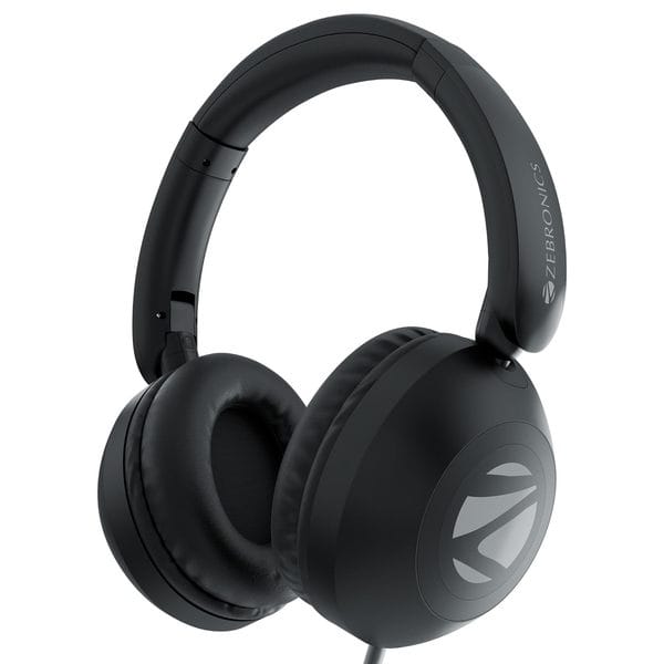 ZEBRONICS Zeb-Boom, in-Line MIC, 1.5 Meter Cable, for 3.5mm, Soft Cushion Wired Headset (Black, On the Ear)