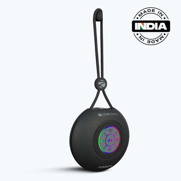 Zebronics Zeb County 6 (ZEB-PSPK 38) TWS 3W Speaker BT v5.3, Call function, Media I Volume control, Carry Loop, Multicolor LED lights, Built-in Rechargeable battery with Type-C charging (Black)