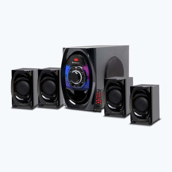 Zebronics Zeb Spark 90W 4.1 channel speaker Wireless BT/USB/AUX/FM, LED display, Volume, Bass & Treble adjustment, Remote control, Wall mountable (Black)